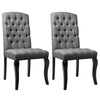 2PCS Chesterfield Fabric Dining Chair Button Backrest Chairs High Back Wood Legs
