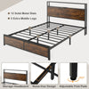 King Size Bed Frame Metal Bed Platform LED Lights Headboard & 4 Storage Drawers