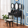 Dressing Table,3 Mirror & Stool Set (7 Drawer) Bedroom vanity Makeup Desk Black