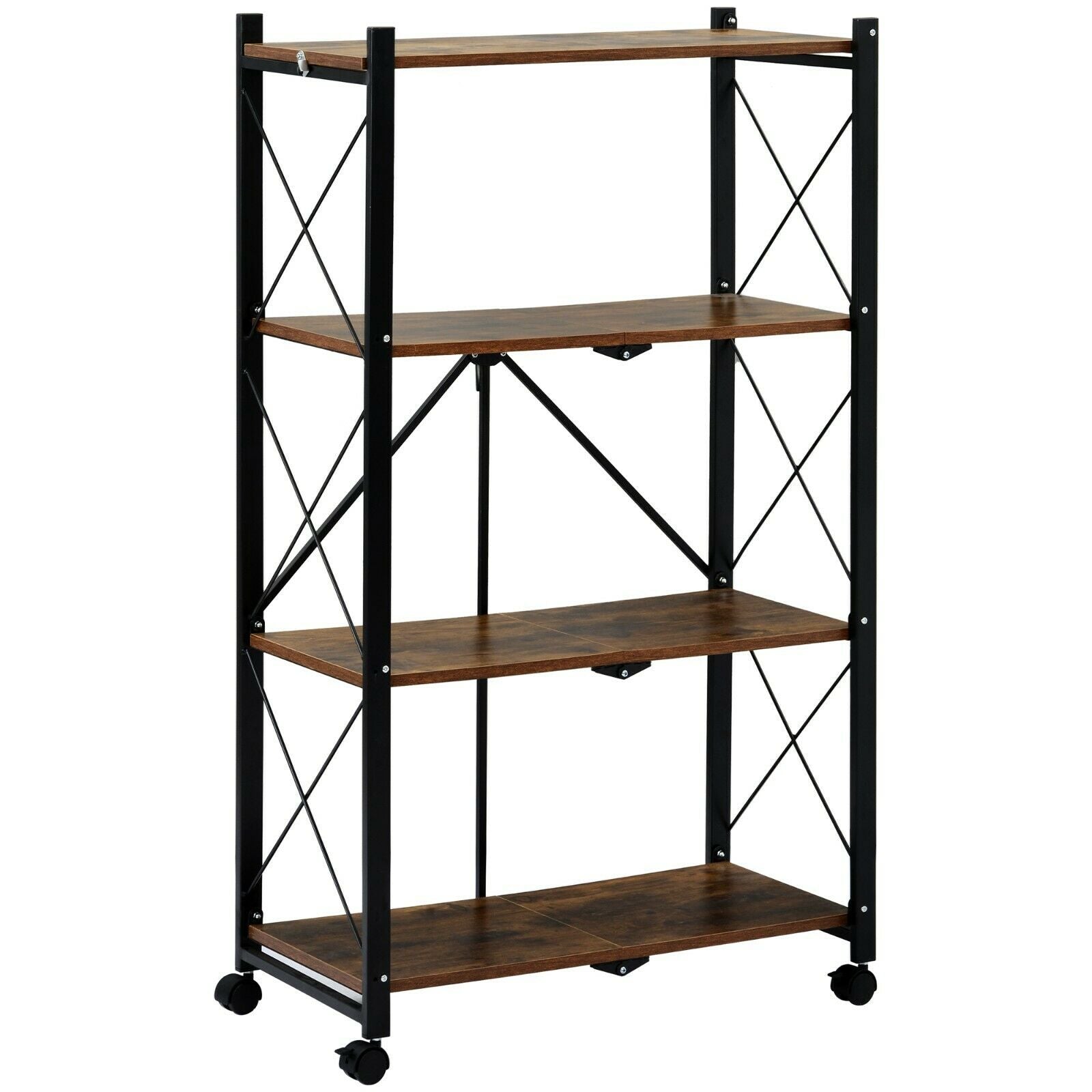 4-Tier Foldable Bookcase Ladder Shelf Bookshelf Plant and Flower Stand Storage
