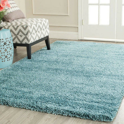 4 Sizes DUCK EGG BLUE THICK PLAIN SOFT SHAGGY RUG NON SHED RUGS FLOOR MAT CARPET