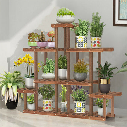 5Tier Symmetry Large Wooden Plant Stand Garden Flowerpot Shelf Display Rack 96cm