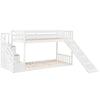 3FT Wooden Bunk Beds Kids High Sleeper w/ Slide and Ladder Loft Cabin Bed White
