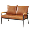 Brown Faux Leather Sofa Armchair Couch Living Room Metal Leg 1/2/3 Seaters
