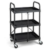 3-Tier Folding Storage Trolley Heavy Duty Tool Cart Rolling Storage Organizer