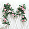 16Heads Artificial Faux Silk Flower Rose Leaf Garland Vine Home Party Decor 7Ft