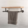 Clothes Rail Shelf Industrial Pipe Clothing Rack Wall Mounted Wooden Board Shelf