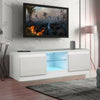 Modern TV Unit Cabinet White Stand High LED Lights Drawers High Gloss 2 Door