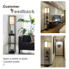 Wooden Floor Lamp 3-Tier Storage Shelf LED Reading Light Free Standing w/ Shade