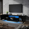 200cm High Gloss Black TV Stand Cabinet Unit Living Room Furniture with RGB LED