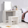 Modern Dressing Table Stool Makeup Desk w/4 Drawer & Large Mirror White vanity