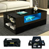 Black LED Wooden Coffee Table With Storage Drawers High Gloss Modern Living Room