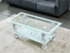 Rectangle Glass Coffee Table with Stroage Modern Living Room Furniture Chrome