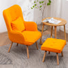 Upholstered Velvet Armchair Button Back Padded Chair with Footstool Lounge Sofa