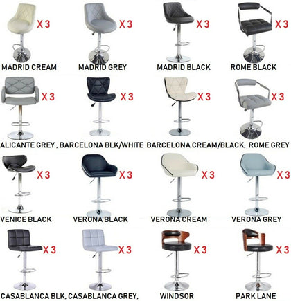 Set of 3 Matching Bar Stools Faux Barstools Kitchen Stool Breakfast Bar Chairs
