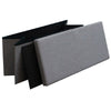 Grey Linen Folding Ottoman Storage box with Split Lid. 80L Capacity.Extra Large.