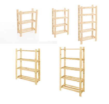 SOLID WOODEN STORAGE SHELF 3 & 5 TIER SHELVING UNIT, GARAGE, HOME SHED, BOOKCASE