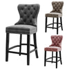 Velvet Fabric Bar Stool High Chair Kitchen Breakfast Counter Seat with Backrest