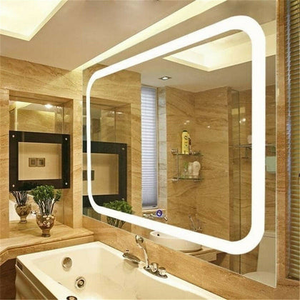 Designer Wall Hung Bathroom Illuminated LED Mirror Demister Pad |Touch Control