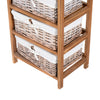 Wicker 5 Drawers Units Wooden Storage Cabinet Basket Natural