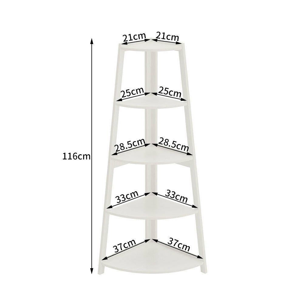 5Tier Corner Ladder Shelf Book Shelves Display Stand Storage Shelving Space Unit