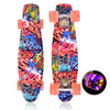 Mini Cruiser Skateboard 22 inch w/LED Light Up PU Wheels Adult Kids Beginners
