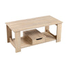 2Tier Coffee End/Side Table Wood Grain Design w/ Storage Drawer Shelf LivingRoom