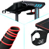 Gaming Table with LED Black Computer Racing Desk with Cup Holder Headphone Hook