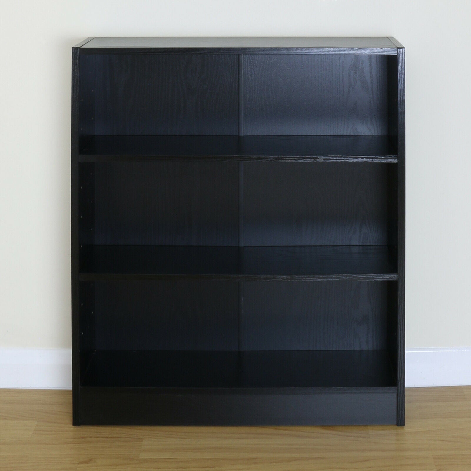 3 Tier Wooden Black Home/Office Bookcase Storage Display Unit Shelving/Cabinet