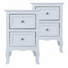 Pair of White Bedroom Bedside Table Unit Cabinet Nightstand with 2 Drawers