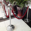 2pc Polished Steel Queue Rope Barrier Velvet Rope Stanchion Posts Stands 3 color