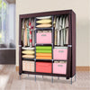 Medium Fabric Canvas Wardrobe With Hang Rail Shelving Clothes Storage Cupboard