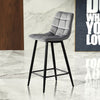 2/4/6 Modern Grey Breakfast Bar Stools Velvet Padded Seat Metal Legs Kitchen Pub