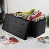 Folding Ottoman Seat Storage Faux Leather Pouffe Stool Home Furniture Black