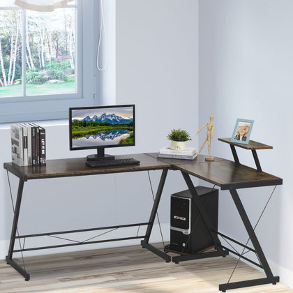 L Shaped Home Office Desk Gaming Workstation with Shelf & CPU Stand