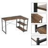 Corner Computer Desk L-shaped Work Study Table w/ Shelves Office Home MDF Metal