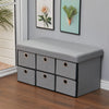 6-Drawer Storage Ottoman Bench Folding Hallway Shoe Bench Window Seat Stool Box