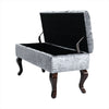 Storage Bench Ottoman Crushed Velvet Queen Anne Legs Pouffe Stool