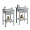 Bedside Table Pair Bedroom Cabinet Nightstand With Drawer & Shelf Christow