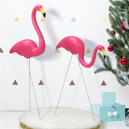 2Pcs Flamingo Garden Ornaments Patio Decor Figurine Lawn Pond Outdoor Sculpture