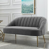 Modern 2 Seater Sofa Armchair Loveseat Scalloped Accent Couch Settee Metal Frame