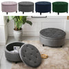 Round Storage Ottoman Coffee Table Side Table Tufted Velvet Padded Stool Box