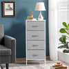 Fabric Chest of Drawers Storage Cabinet Unit Metal Frame Bedside End Table Gray