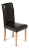 Faux Leather Dining Chairs Black Brown Cream Grey or White With Oak Stain Legs