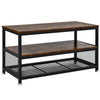 Industrial Table TV Stand Cabinet w/ Storage & 2 Shelves Metal Frame Living Room