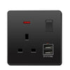Double Wall Plug Socket 2 Gang 13A w/ USB Charger Port Outlets Black/White Plate