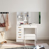 Modern Dressing Table Makeup Desk Vanity Set with Sliding Mirror 5 Drawers Stool