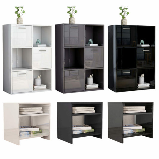 High Gloss Display Cabinet Sideboard Side Table Cupboard Storage Unit Shelf