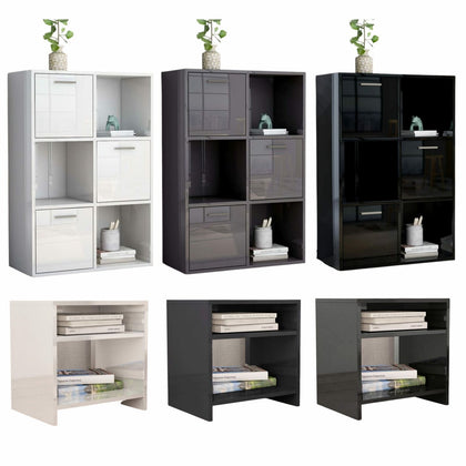 High Gloss Display Cabinet Sideboard Side Table Cupboard Storage Unit Shelf