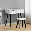 White Dressing Table with LED Mirror Vanity Stool 2 Drawers Storage Makeup Desk